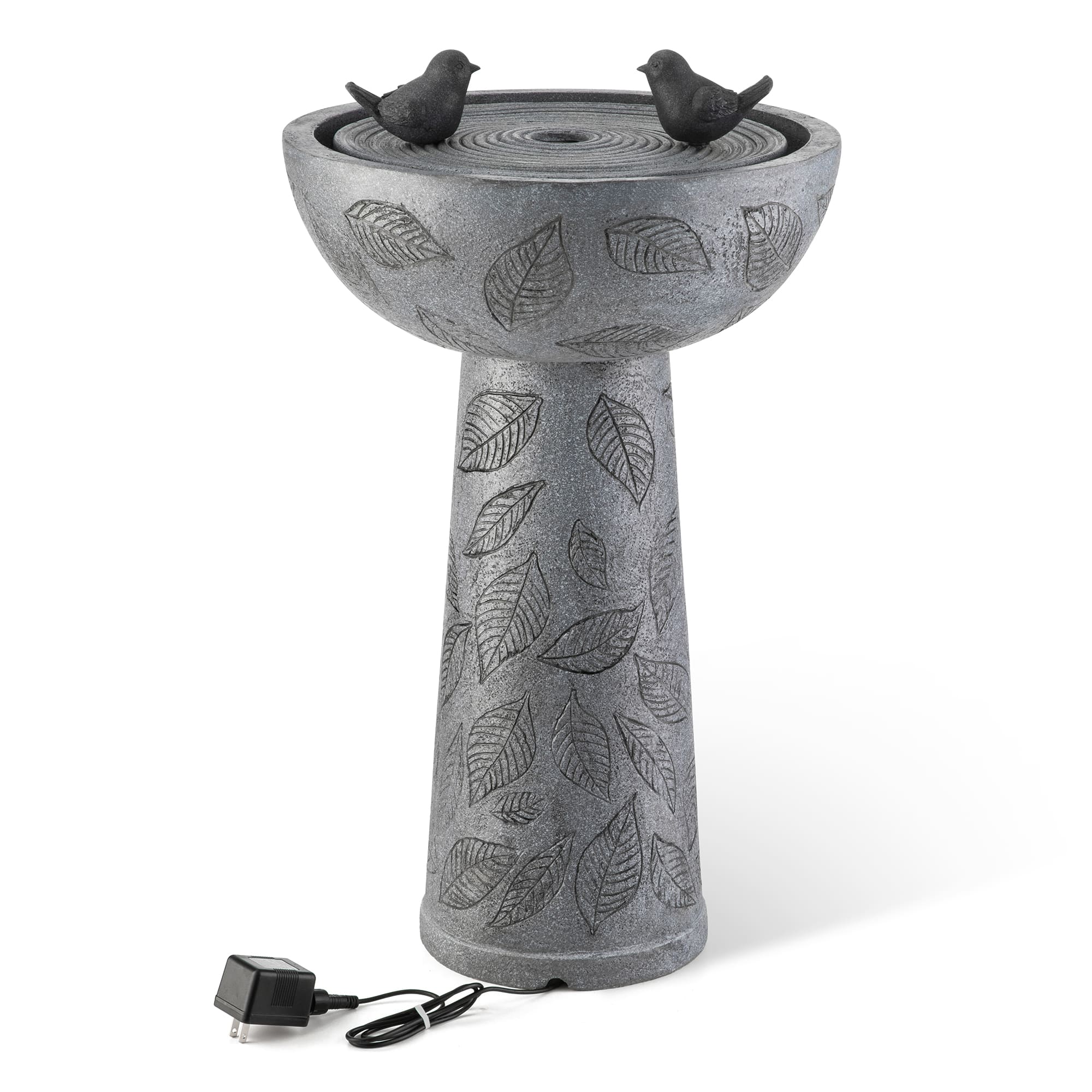 Glitzhome® 27.5" LED Birdbath Outdoor Fountain with Birds